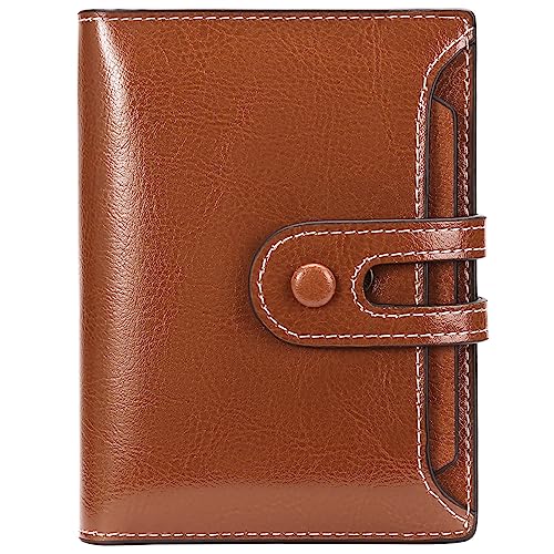 MsiDtsoy Damen Geldbörse Slim Klein Vintage Leder Geldbörsen Frauen Kreditkartenhalter RFID Brieftasche Leder Einfache Portmonee mit Mehreren Kartenfächern Fächern Geschenke für Damen,Coffee von MsiDtsoy