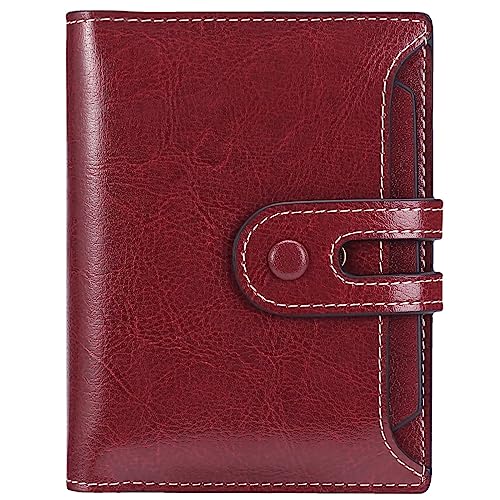 MsiDtsoy Damen Geldbörse Slim Klein Vintage Leder Geldbörsen Frauen Kreditkartenhalter RFID Brieftasche Leder Einfache Portmonee mit Mehreren Kartenfächern Fächern Geschenke für Damen,Red von MsiDtsoy