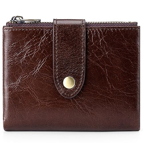 MsiDtsoy Herren Geldbörse RFID Schutz,Doppelte Falte Geldbeutel mit Münzfach Reißverschluss Portemonnaie,Vintage Brieftasche,Hochformat Portemonnaie,Men Wallet,Herren Echtleder Geldbeutel,Coffee von MsiDtsoy