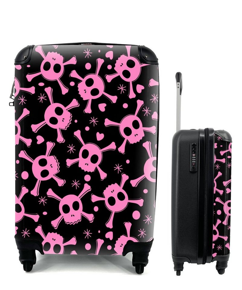 MuchoWow Handgepäckkoffer Mädchen - Piraten - Rosa - Muster - Mädchen - Kind - Kinder, 4 Rollen, Reisetasche mit rollen, Handgepäck für Ferien, Trolley, Reisekoffer von MuchoWow