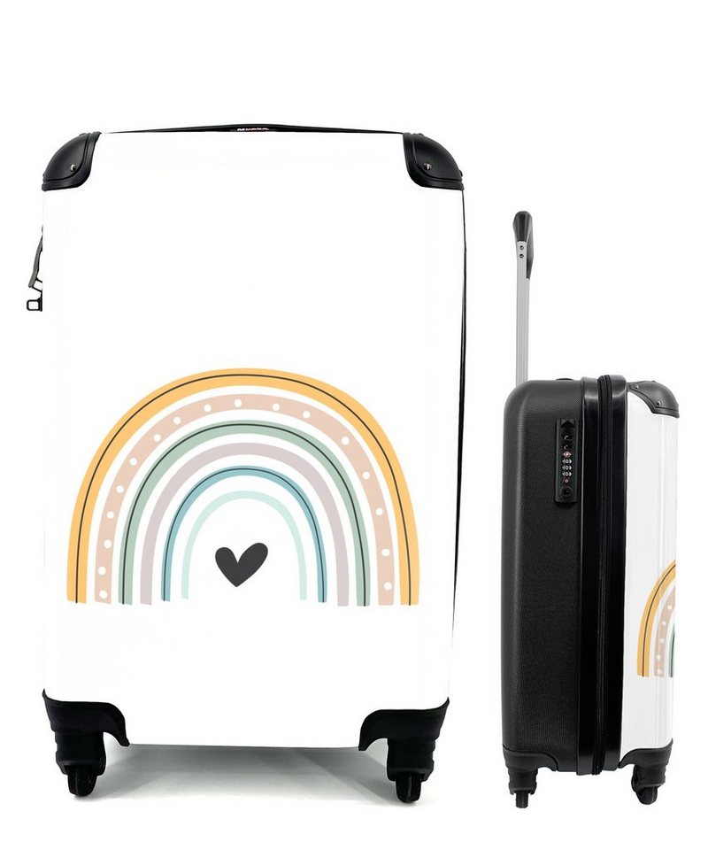 MuchoWow Handgepäckkoffer Regenbogen - Herz - Tupfen - Pastell - Kinder, 4 Rollen, Reisetasche mit rollen, Handgepäck für Ferien, Trolley, Reisekoffer von MuchoWow