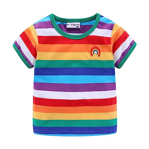 Mud Kingdom Kleiner Junge T-Shirts Regenbogen-Streifen Kurzarm Grün 6-12 Monate von Mud Kingdom