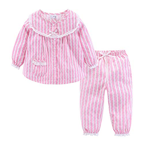 Mud Kingdom Boutique Kleinkind Mädchen Pyjama Outfit Spitzenkragen 2 Jahre Rosa von Mud Kingdom