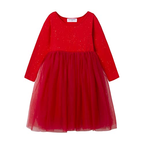 Mud Kingdom Mädchenkleider mit glitzernden Pailletten, gestrickt, Tutu-Kleid, langärmelig, einfarbig, Prinzessinnenkleid, einfarbig, rot, 5 Jahre Mud Kingdom Mädchenkleider mit glitzernden Pailletten, gestrickt, Tutu-Kleid, langärmelig, einfarbig, Prinzessinnenkleid, einfarbig, rot, 5 Jahre von Mud Kingdom