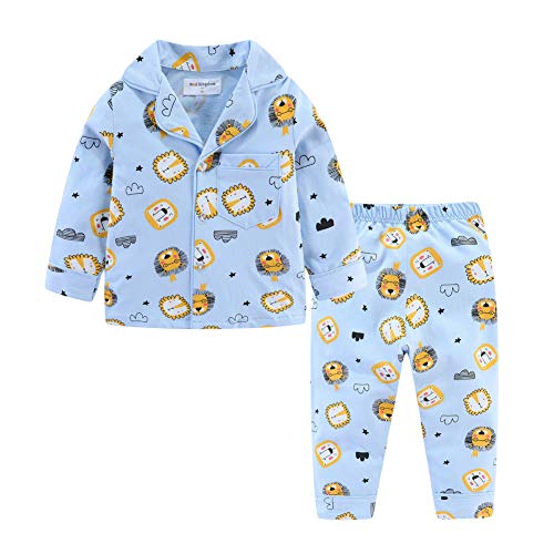 Mud Kingdom Halsband Kleinkind Jungen Pyjama Set Lange Ärmel Knopf Runter Löwen Blau 4 Jahre von Mud Kingdom