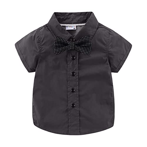 Mud Kingdom Kleine Jungen Kleid Hemden Kurzarm süß Sommer, S Uni Schwarz, 2 Jahre von Mud Kingdom