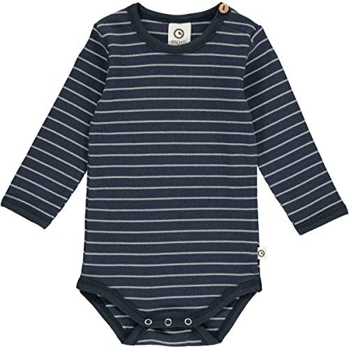 Müsli by Green Cotton Baby Boys Stripe Rib l/s Body Base Layer, Night Blue/Spa Green, 74 von Müsli by Green Cotton