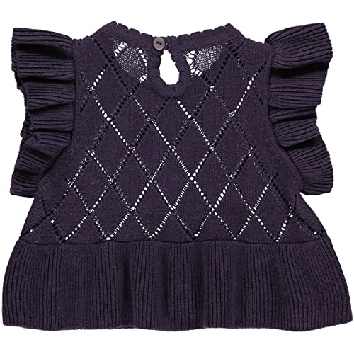 Müsli by Green Cotton Baby Girls Knit Frill Sweater Vest, Dark Lilac, 98 von Müsli by Green Cotton
