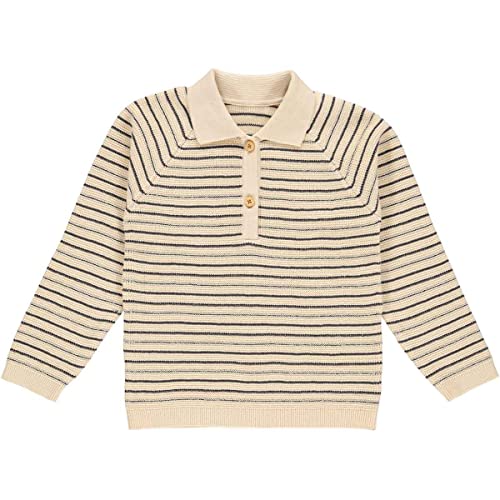 Müsli by Green Cotton Jungen Knit Stripe Collar Pullover Sweater, Night Blue, 110 EU von Müsli by Green Cotton