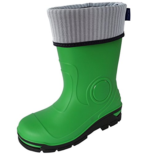 Muflon Kinder Jungen Gummistiefel Mädchen Regenstiefel Regenschuhe (31/32, Grün Gefüttert) von Muflon