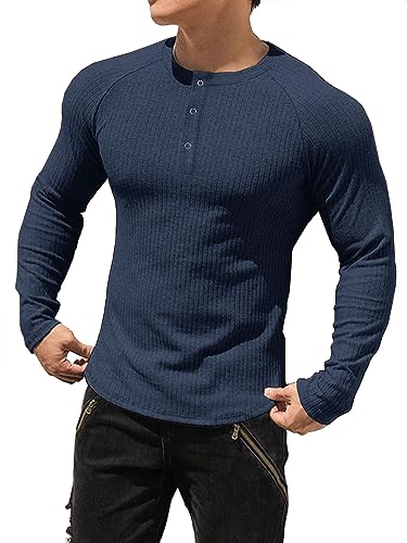 Muhshoiy Herren Langarmshirts Henley Shirt,Langarm & Kurzarm Muskelshirts Basic T-Shirt Pullover Gerippt Longsleeve Slim Fit Blue S Muhshoiy Herren Langarmshirts Henley Shirt,Langarm & Kurzarm Muskelshirts Basic T-Shirt Pullover Gerippt Longsleeve Slim Fit Blue S von Muhshoiy