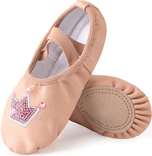 Mulnall Mädchen Ballettschuhe Kinder Ballettschläppchen Schuhe Yoga Tanzschuhe für Tanz Praxis Split-Sohle No-Tie (Kleinkind/kleines Kind/großes Kind)(WX65-08B-33) von Mulnall