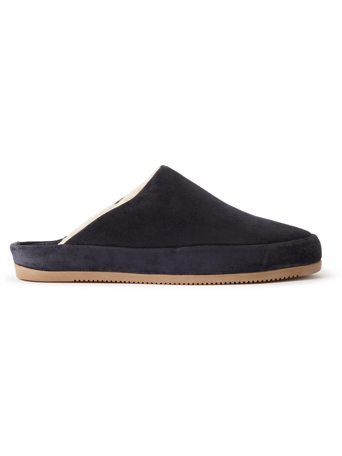 Mulo - Shearling-Lined Suede Slippers - Men - Blue - UK 10.5 von Mulo