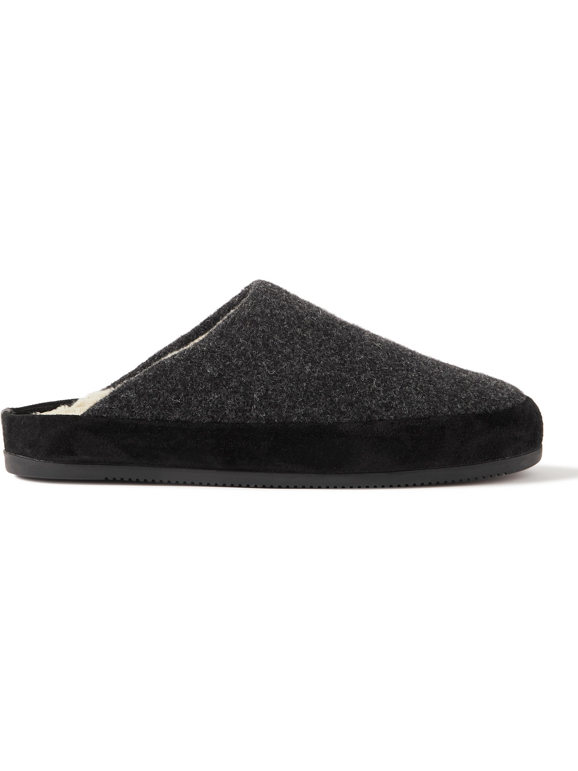 Mulo - Suede-Trimmed Shearling-Lined Recycled-Wool Slippers - Men - Gray - UK 6 von Mulo