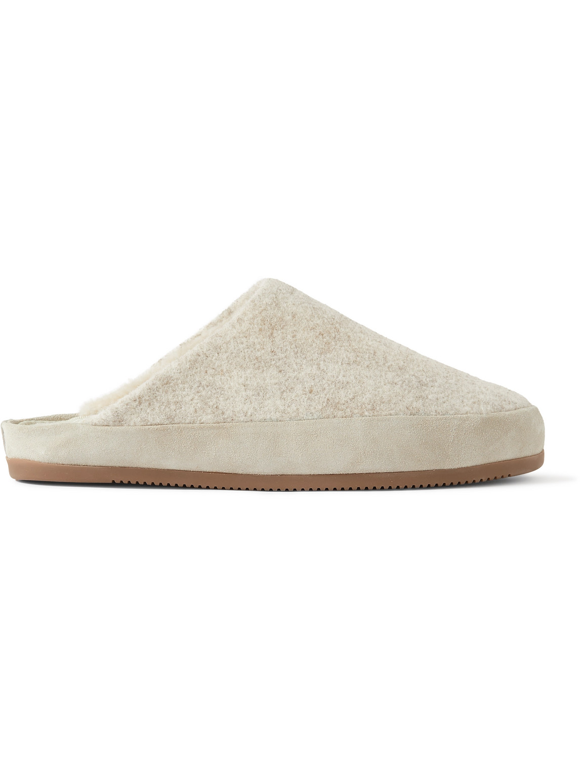 Mulo - Suede-Trimmed Shearling-Lined Recycled Wool Slippers - Men - White - UK 7 von Mulo