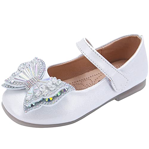 Mumuj Glitzernde Schleife Pailletten Flache Barfuß Prinzessin Tanz Kleid Schuhe für Mädchen Weiche Rutschfeste Leichte Mary Jane Schuhe Riemchen Geschlossene Zehen Sandalen von Mumuj