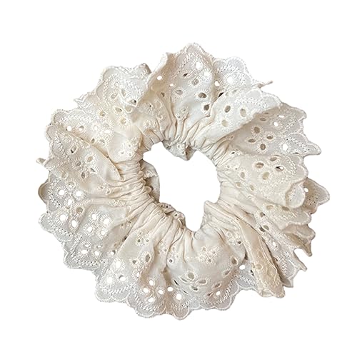 Süße Scrunchies Y2K Spitze Haargummi Haarseil Starker Halt Beige Kostüm Spitze Haargummi Scrunchie Haarschmuck Beige Scrunchies Für Frauen von Mumuve