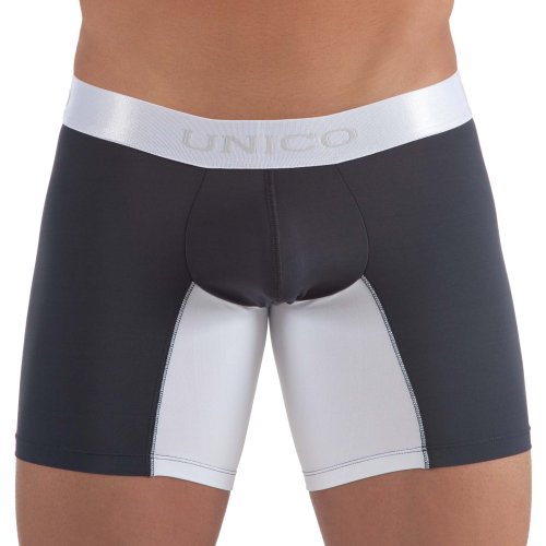 Unico Boxershort Suspensor Bi-Color Microfibre Langes Bein Unterwäsche, Grau und Weiß, Gr.M von Mundo Unico