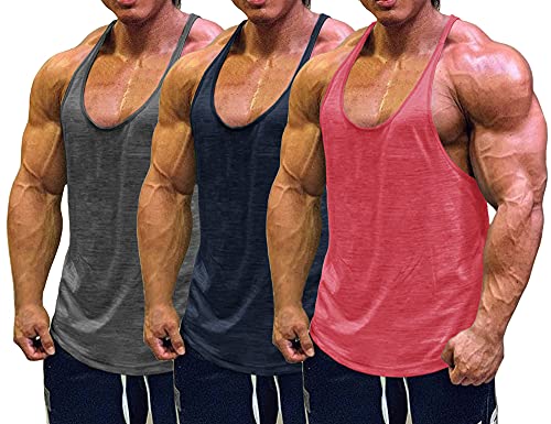 Muscle Cmdr Herren Workout Stringer Tanktops Y-Back Gym Fitness Trägershirt,Männer Muskelshirt Training Achselshirt Sport(Pink,Grau,Blau,Dünne Schulter,2XL) von Muscle Cmdr