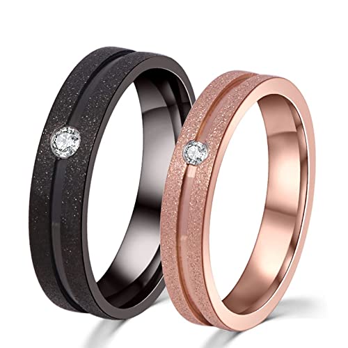 Edelstahl Ringe Rosegold, Herren Ringe+ 60 (19.1) Damen Ring Rosegold Mattierte Partikel Zirkon Schmuck Ring von Musihy