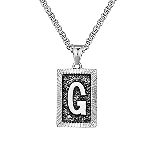 Herrenkette Silber, Kette Herren G Quadratbuchstabe Schmuck Kette Edelstahl Schmuck Herren Spaß Geschenke Männer von Musihy