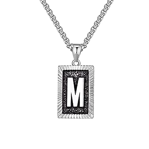 Kette Männer Silber, Punk Halskette Herren M Quadratischer Buchstabe Edelstahlkette Herren Schmuck Herren Sinnvolle Geschenke für Männer von Musihy