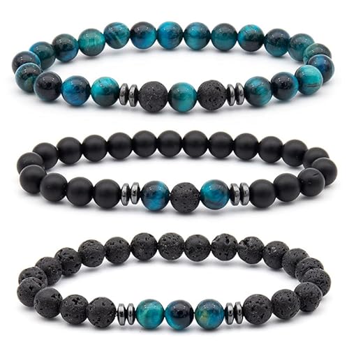 Musihy Bracelet Lavastein, Bead Bracelet Mode Elegantes Perlenarmband Herrenarmbänder Perlen Bracelet Beads Set von Musihy