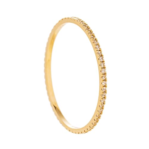 Musihy Damen Goldring 585, 2,5 mm modischer Ring mit Moissanit für Damen, Gold, Größe 52 (16.6) von Musihy