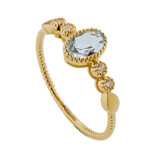 Musihy Damen Goldring 585, Damenmode-Ring mit ovalem Moissanit, 14K Gold, Größe 57 (18.1) von Musihy