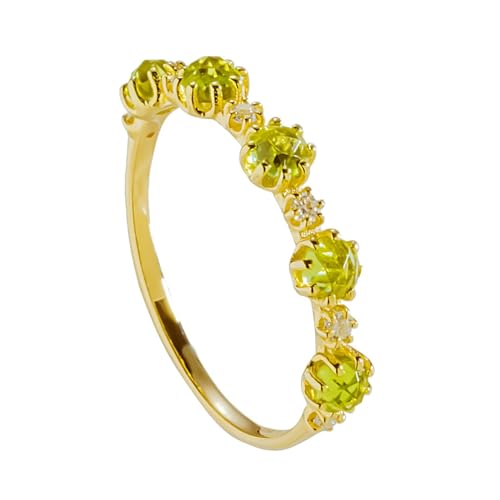 Musihy Damen Goldring 585, Verlobungsring aus 14 Karat Gelbgold mit Peridot und Moissanit, 14K Gelbgold, Größe 54 (17.2) von Musihy