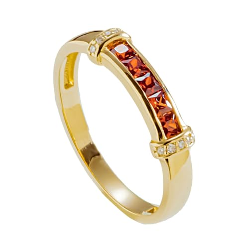 Musihy Damen Goldring 585, Verlobungsring für Damen mit Rubin und Moissanit, 14K Gold, Größe 54 (17.2) von Musihy