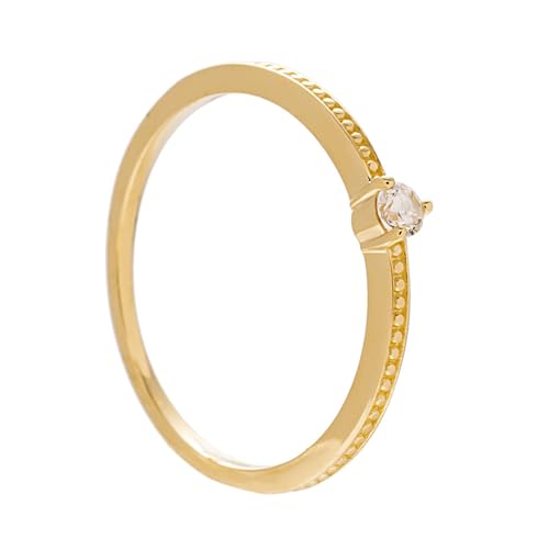 Musihy Damen Goldring 585 Echtgold, Eleganter Solitär-Verlobungsring für Damen, Gold, Größe 57 (18.1) von Musihy