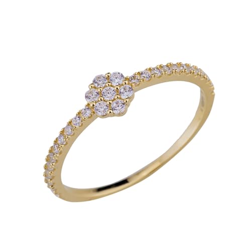 Musihy Damen Goldring 585 Echtgold, Verlobungsring aus 14 Karat Gelbgold für Damen mit Blumen-Zirkonia, Gelbgold, Größe 62 (19.7) von Musihy