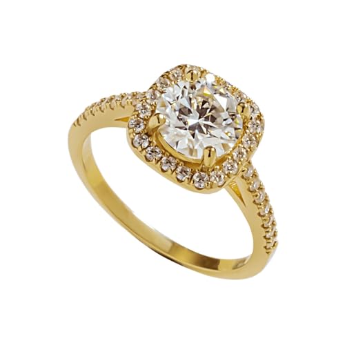 Musihy Damen Ringe, Eleganter Ehering aus 18 Karat Gelbgold mit rundem Moissanit für Damen, Gelbgold, Größe 54 (17.2) von Musihy