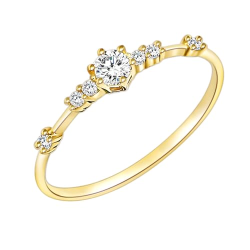 Musihy Damen Ringe, Eleganter Verlobungsring aus 18 Karat Gelbgold für Sie mit Zirkonia, 18K Gelbgold, Größe 56 (17.8) von Musihy