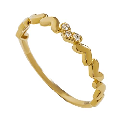 Musihy Damen Ringe, Polierter Herzring mit Moissanit für Damen, 14K Gold, Größe 52 (16.6) von Musihy