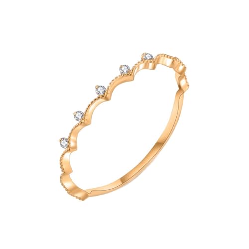 Musihy Ringe Frauen Gold, Eleganter schmaler Verlobungsring mit Diamant, Natürlicher Diamant, Größe 49 (15.6) von Musihy