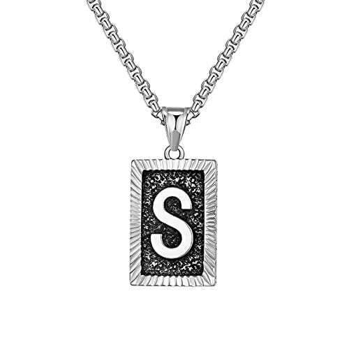 Silber Panzerkette Herren, Hand Kette Herren S Quadratbuchstabe Inox Kette Schmuck Herren Ü30 Geschenke Männer von Musihy