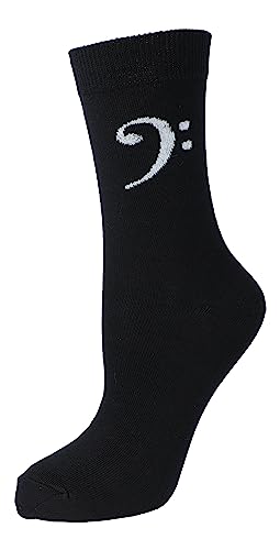 Musik-Socken mit Bassschlüssel, 1 Paar (DE/NL/SE/PL, Numerisch, 39, 42, Regular, Regular) von Musikboutique