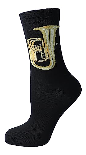 Musik-Socken mit eigenwebter Tuba, Blasmusik, 1 Paar (DE/NL/SE/PL, Numerisch, 43, 45, Regular, Regular) von Musikboutique