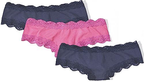 Mustang Damen Panty Slip Baumwolle 3-er Pack, Größe:M, Farbe:Navy Pink von Mustang