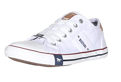 Mustang Herren Canvas Sneaker Weiß, Schuhgröße:EUR 47 von Mustang