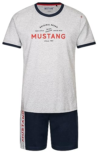 Mustang Short Set Schlafanzug Nachtwäsche Pyjama Oeko-TEX Standard 100 für Männer, Größe:L, Farbe:Grau von Mustang