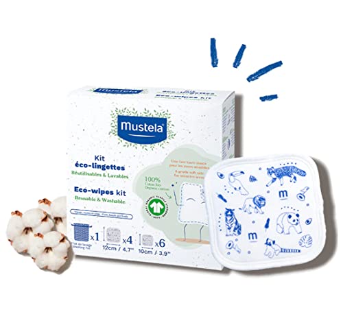 Mustela Öko-Wischtücher Waschnetz-Set + 10 Tücher von Mustela