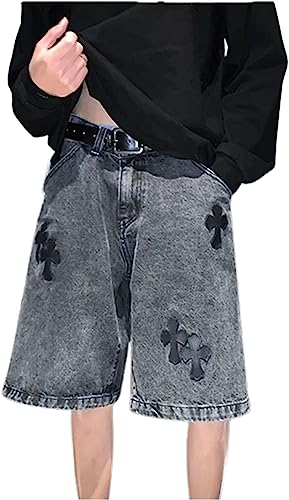 MuziZy Unisex JAHRTAUSEND Frachtgut Jeans Kurze Hose Alt-Emo Gothic Lässig Bermuda Kurz Baggy Gebeutelt Taktisch Denim Kurz Straßenkleidung (Schwarz,M) von MuziZy