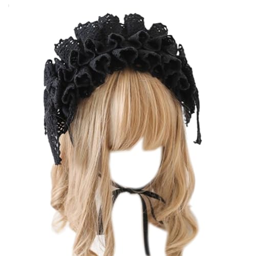 Schöne Gothic Maid Kopfschmuck Schleife Kopfschmuck Cosplay Stirnbänder Perfekt für Partys, Hochzeiten und Fotoshootings, Dienstmädchen Cosplay Stirnbänder von Mxming