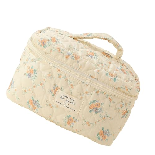 Tragbare Make-up-Tasche mit Blumenmuster, praktische Reise-Make-up-Tasche, Comestic Organizer für Studenten und Profis, praktische Aufbewahrungstasche, e von Mxming