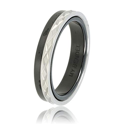 My Bendel - Duo-Ring aus schwarzer Keramik mit silbernem Kreuzmotiv- Keramikring mit einzigartiger Gravur für Frauen - Beibt schön - mit Luxuriösen Geschenkverpackung von My Bendel