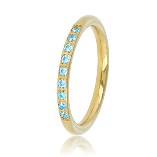 My Bendel Feiner Stapelring Gold mit blauen Steinen- Stylischer Ringe für Damen mit Zirconia Steinen - Mehrere Farben und Größen - Stapeln Ringe - mit Luxuriösen Geschenkverpackung von My Bendel