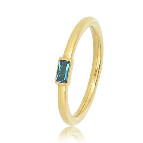 My Bendel - Ring Gold mit einem kleinen blauen Glasstein- Stylischer Ring für Damen mit kleinem blauen Glasstein - Bleibt schön und Verfärbt nicht - Stapeln Ringe - mit Luxuriösen Geschenkverpackung von My Bendel